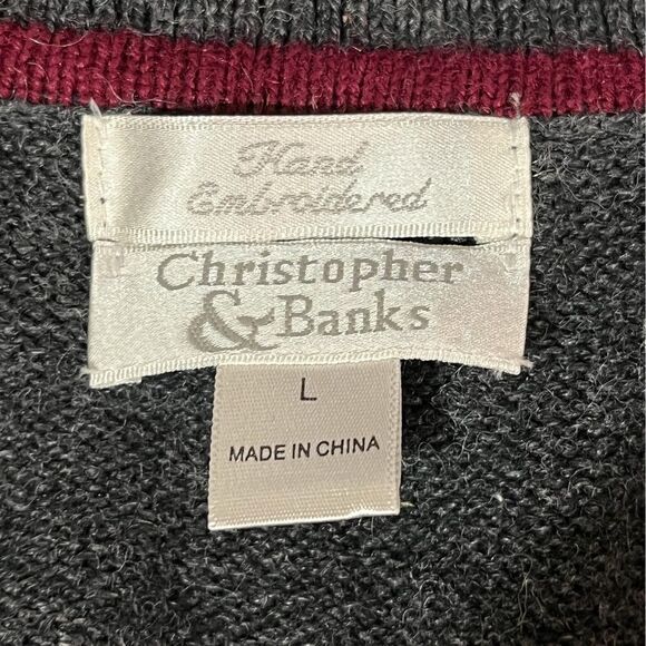 Christopher & Banks Hand Embroidered Christmas/Holiday Sweater Vest - Picture 8 of 9